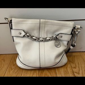 Coach- white all leather medium size crossbody or shoulder bag